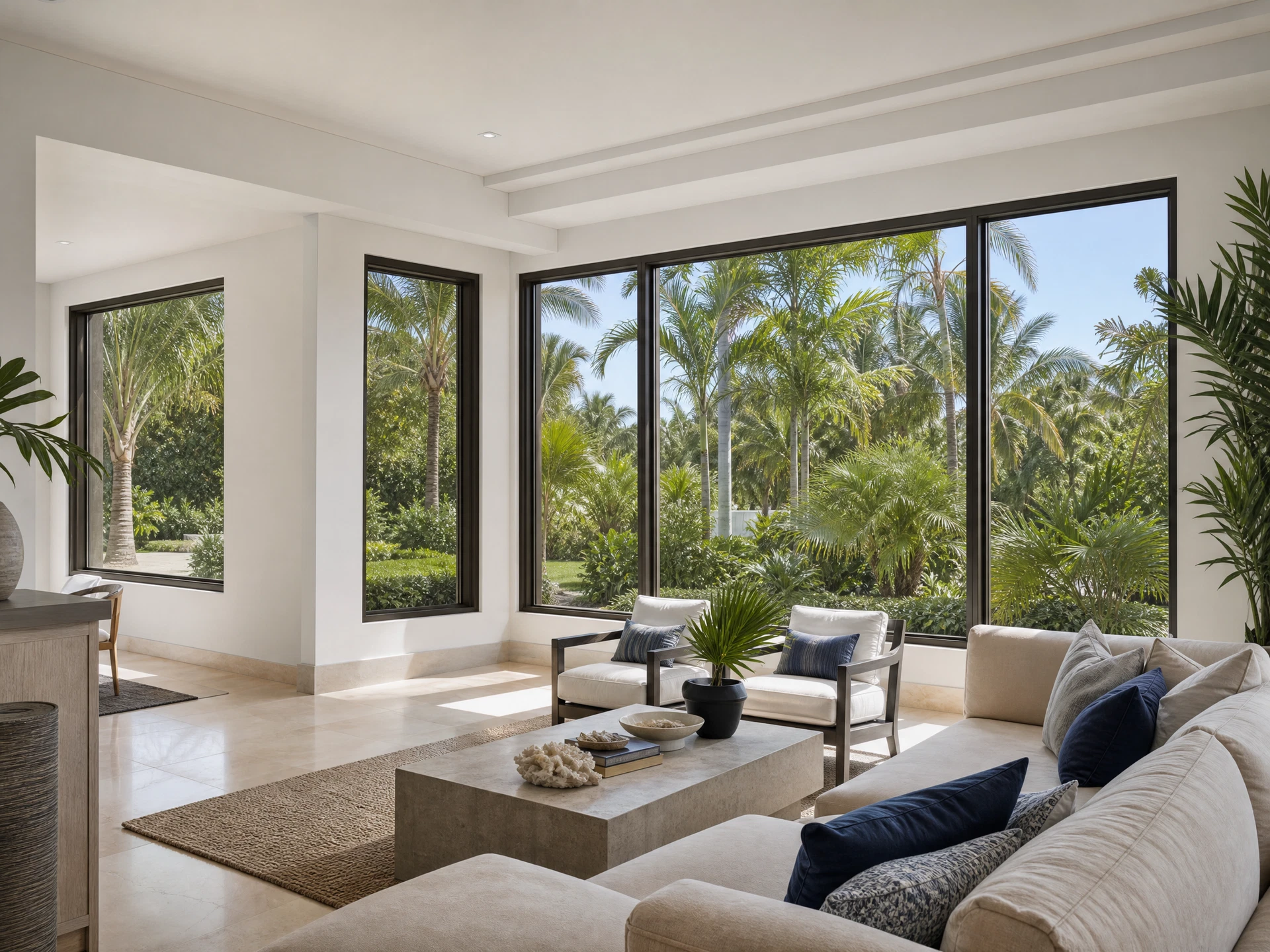 Impact windows in a contemporary Southwest Florida interior